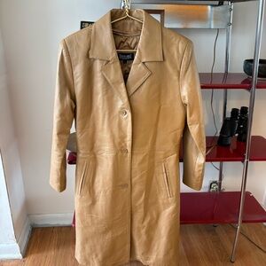 Vintage Tan Leather trench coat